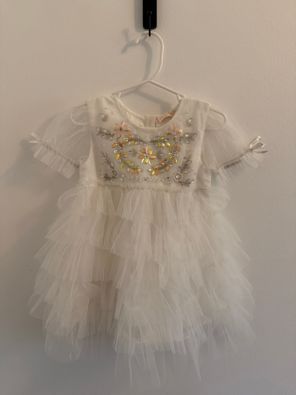 Tutu Du Monde Milk Tulle Dress with Pastel Floral Beading NWT 18-24 mo
